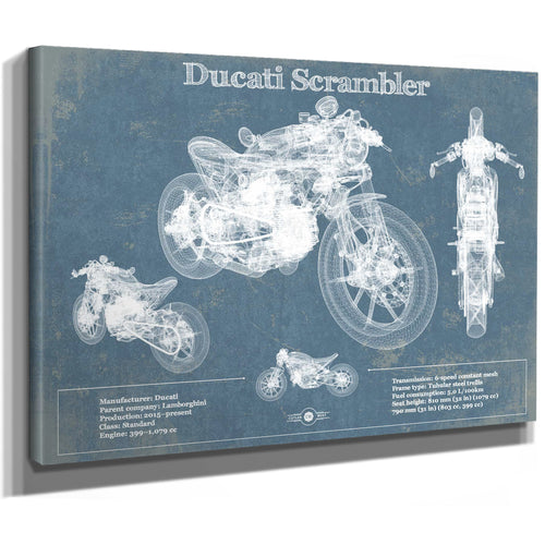Ducati Scrambler Vintage Blueprint Motorcycle Patent Print
