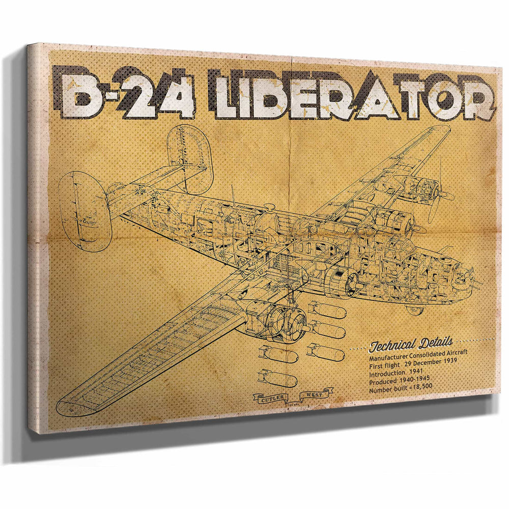Vintage B-24 Liberator Bomber Military Print