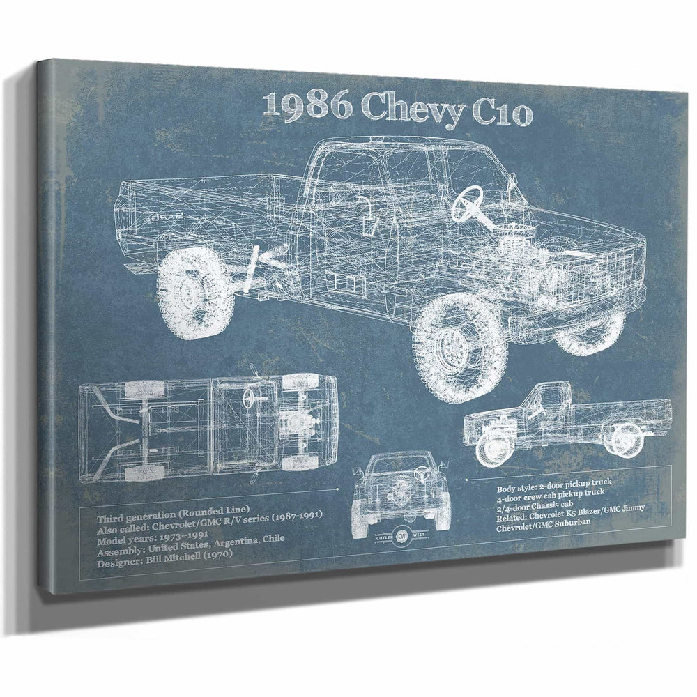 1986 Chevy C10 Vintage Blueprint Auto Print