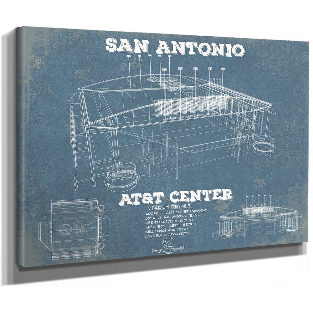 San Antonio Spurs - AT&T Center Vintage Basketball Blueprint NBA