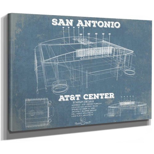 San Antonio Spurs - AT&T Center Vintage Basketball Blueprint NBA