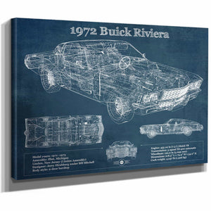 1972 Buick Riviera Boattail Vintage Blueprint Auto Print