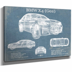 BMW X4 (G02) Vintage Blueprint Auto Print