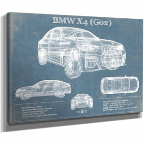 BMW X4 (G02) Vintage Blueprint Auto Print
