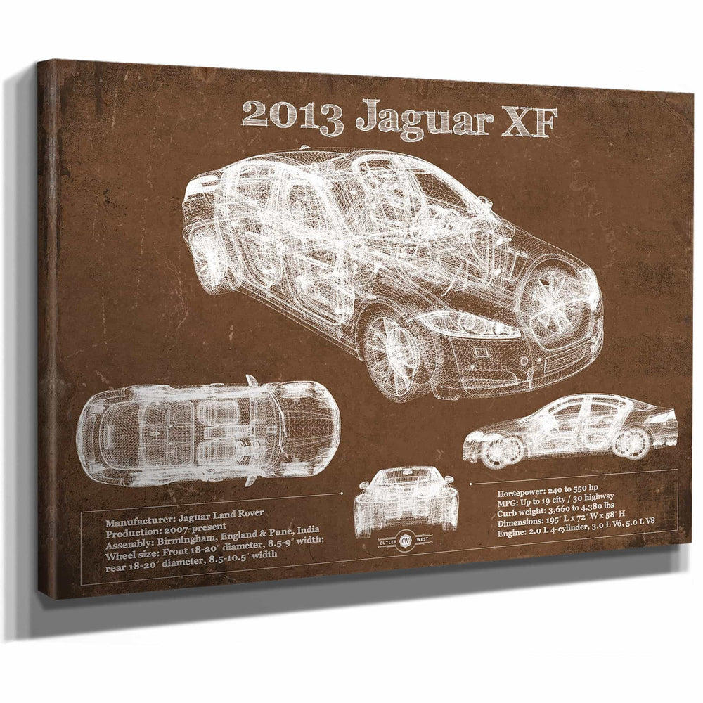 2013 Jaguar XF Blueprint Vintage Auto Print