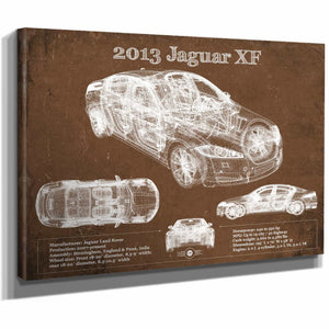 2013 Jaguar XF Blueprint Vintage Auto Print