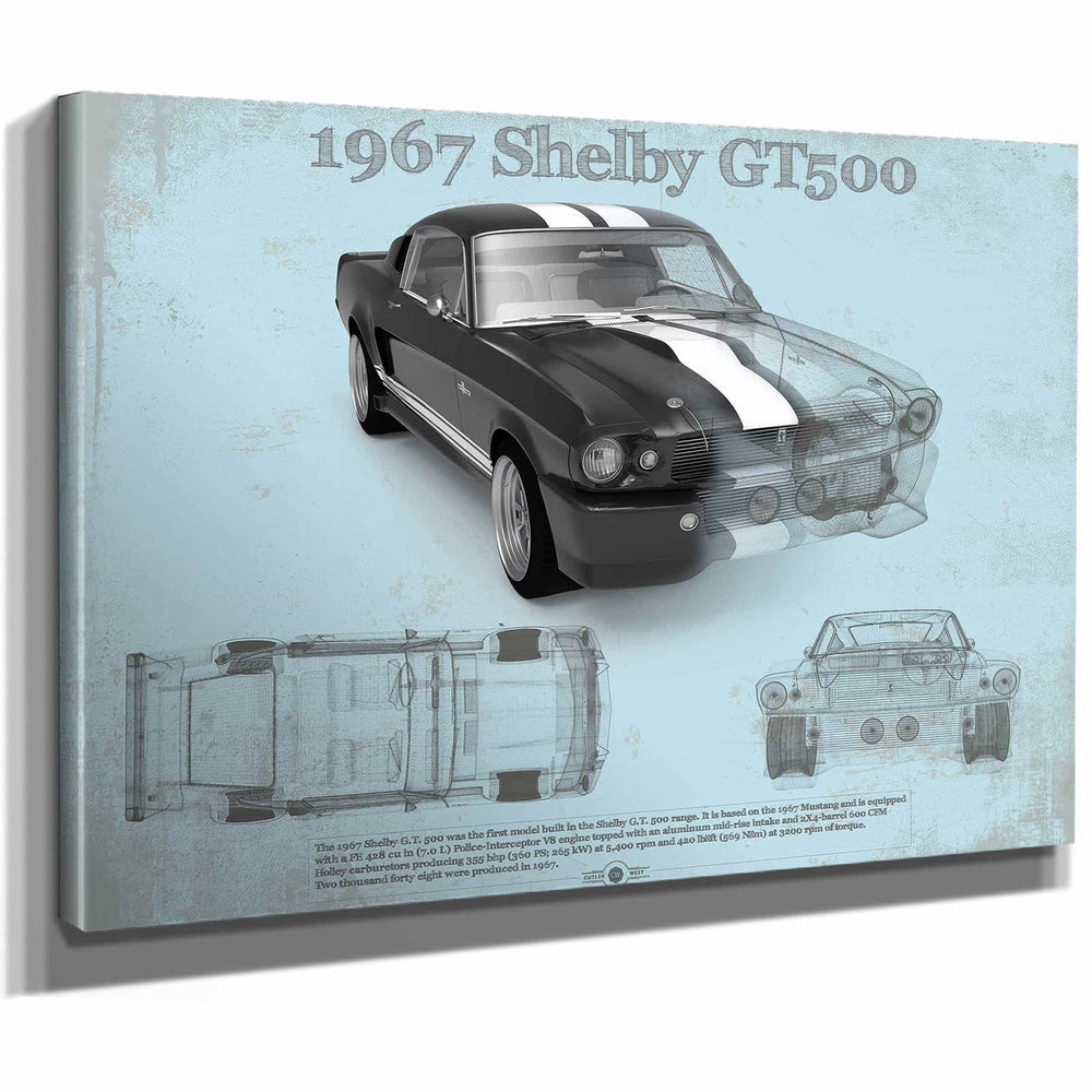 Shelby Mustang GT500 Blueprint Vintage Auto Print