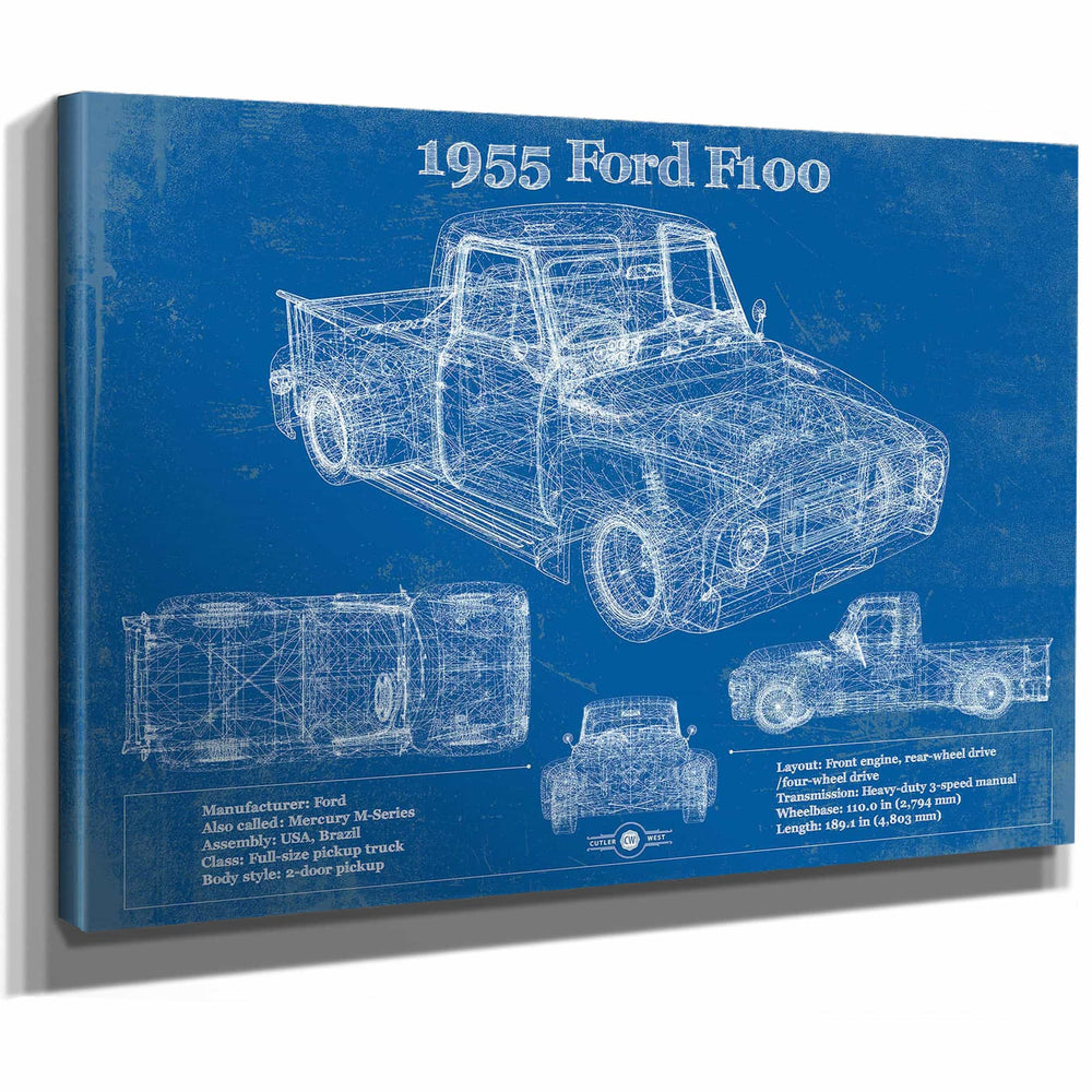 1955 Ford F100 Vintage Blueprint Auto Print