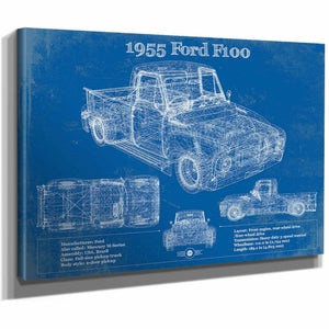 1955 Ford F100 Vintage Blueprint Auto Print