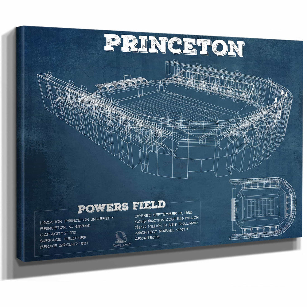 Princeton Tigers Football Art - Vintage Powers Field Blueprint Wall Art