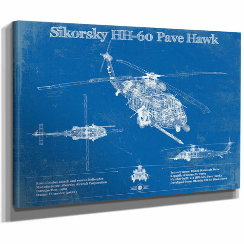 Sikorsky HH-60 Pave Hawk Vintage Aviation Blueprint Military Print