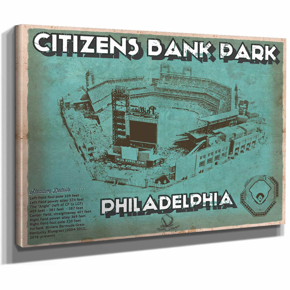 Philadelphia Phillies - Citizens Bank Park Vintage Baseball Print