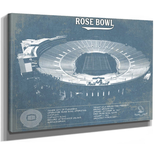 UCLA Bruins Art - Rose Bowl Vintage Stadium Blueprint Art Print