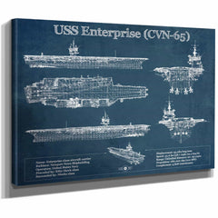 USS Enterprise (CVN-65) Aircraft Carrier Blueprint Original Military Wall Art - Customizable