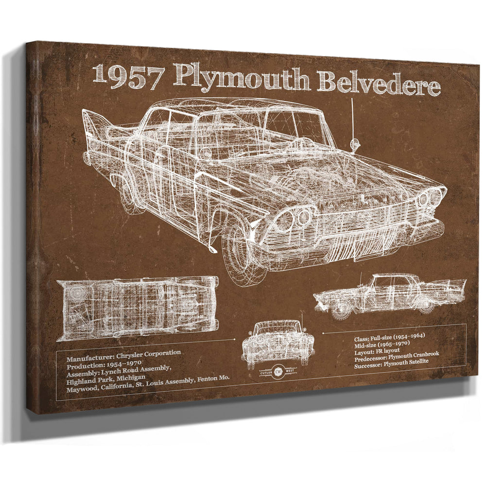 1957 Plymouth Belvedere Vintage Blueprint Auto Print