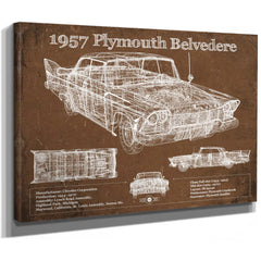 1957 Plymouth Belvedere Vintage Blueprint Auto Print