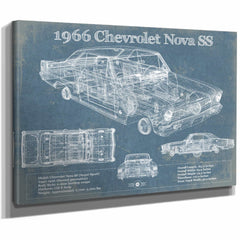 1966 Chevrolet Nova SS Blueprint Vintage Auto Patent Print