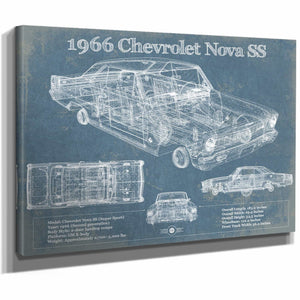 1966 Chevrolet Nova SS Blueprint Vintage Auto Patent Print