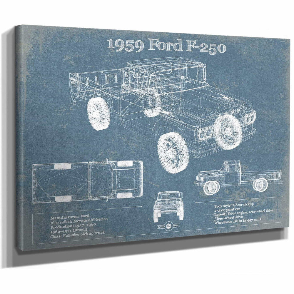 1959 Ford F-250 Vintage Blueprint Auto Print