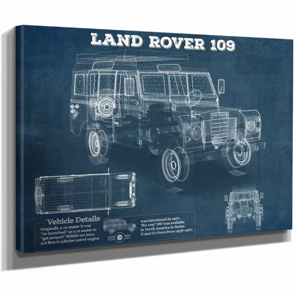 Land Rover 109 Vintage Blueprint Auto Print