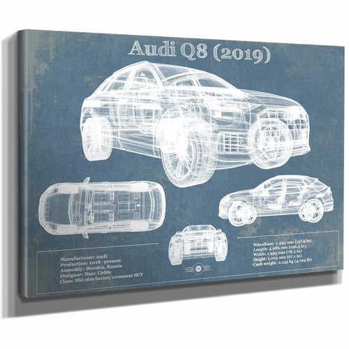 Audi Q8 (2019) Blueprint Vintage Auto Print