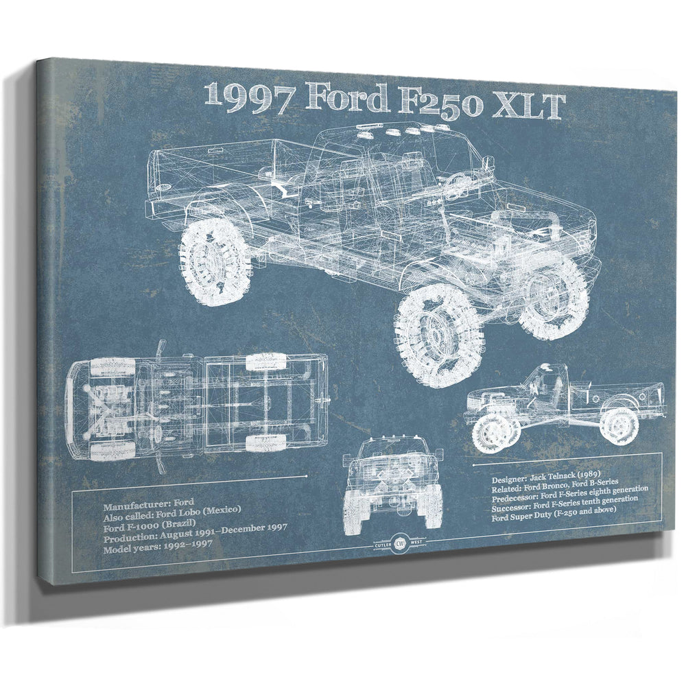 1997 Ford F250 XLT Vintage Blueprint Auto Print