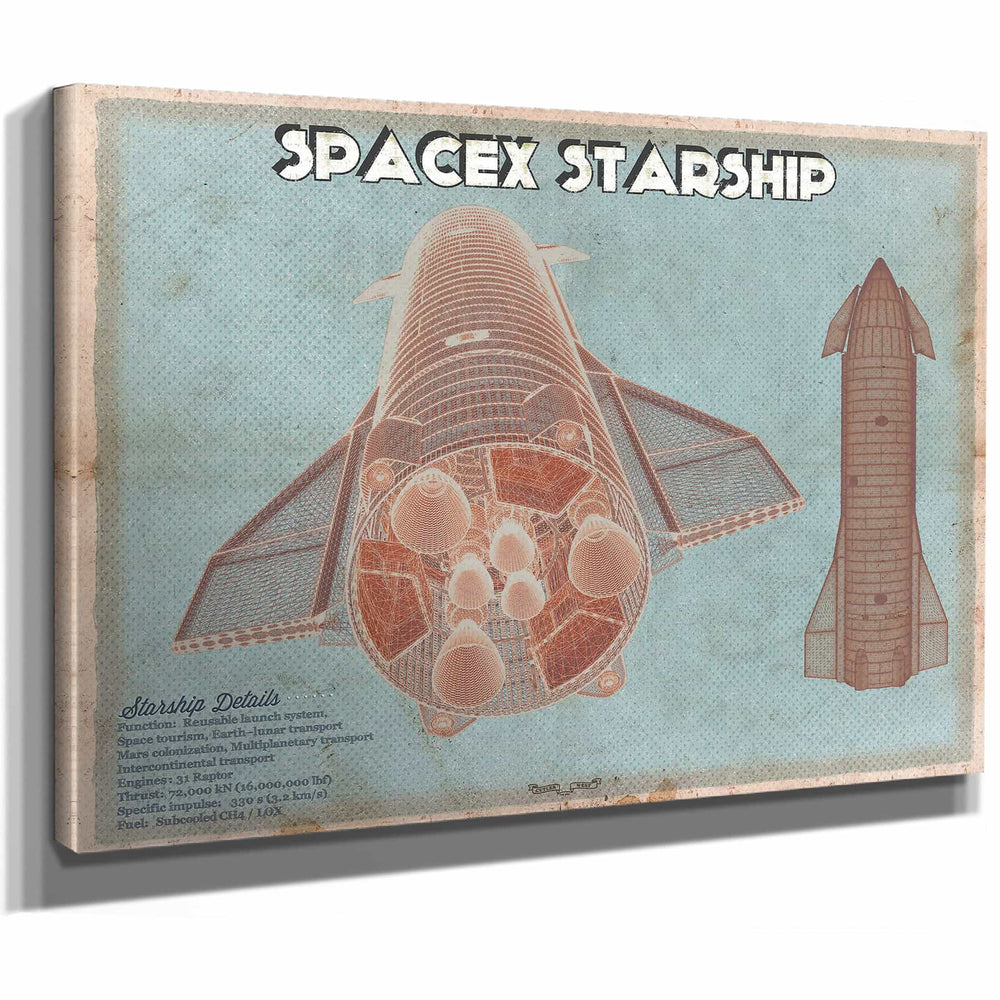 SpaceX Starship Vintage Space Exploration Print