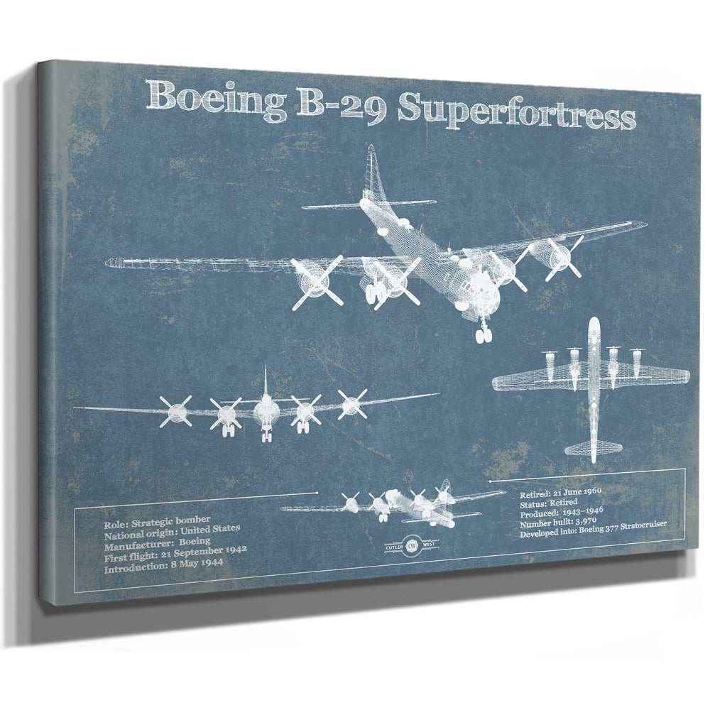 Boeing B-29 Superfortress Patent Blueprint Original Military Wall Art