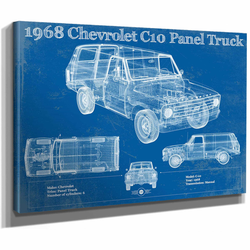 1968 Chevy C10 Pickup Panel Truck Vintage Blueprint