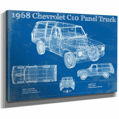 1968 Chevy C10 Pickup Panel Truck Vintage Blueprint