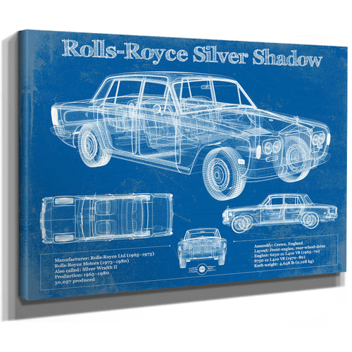 Rolls Royce Silver Shadow Vintage Blueprint Auto Print