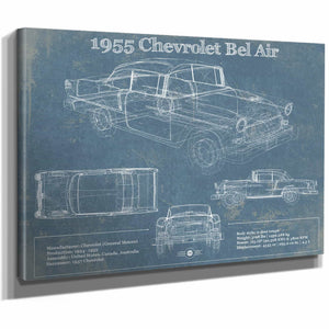 1955 Chevrolet Bel Air Blueprint Vintage Auto Print
