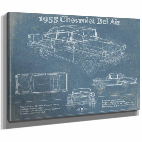 1955 Chevrolet Bel Air Blueprint Vintage Auto Print
