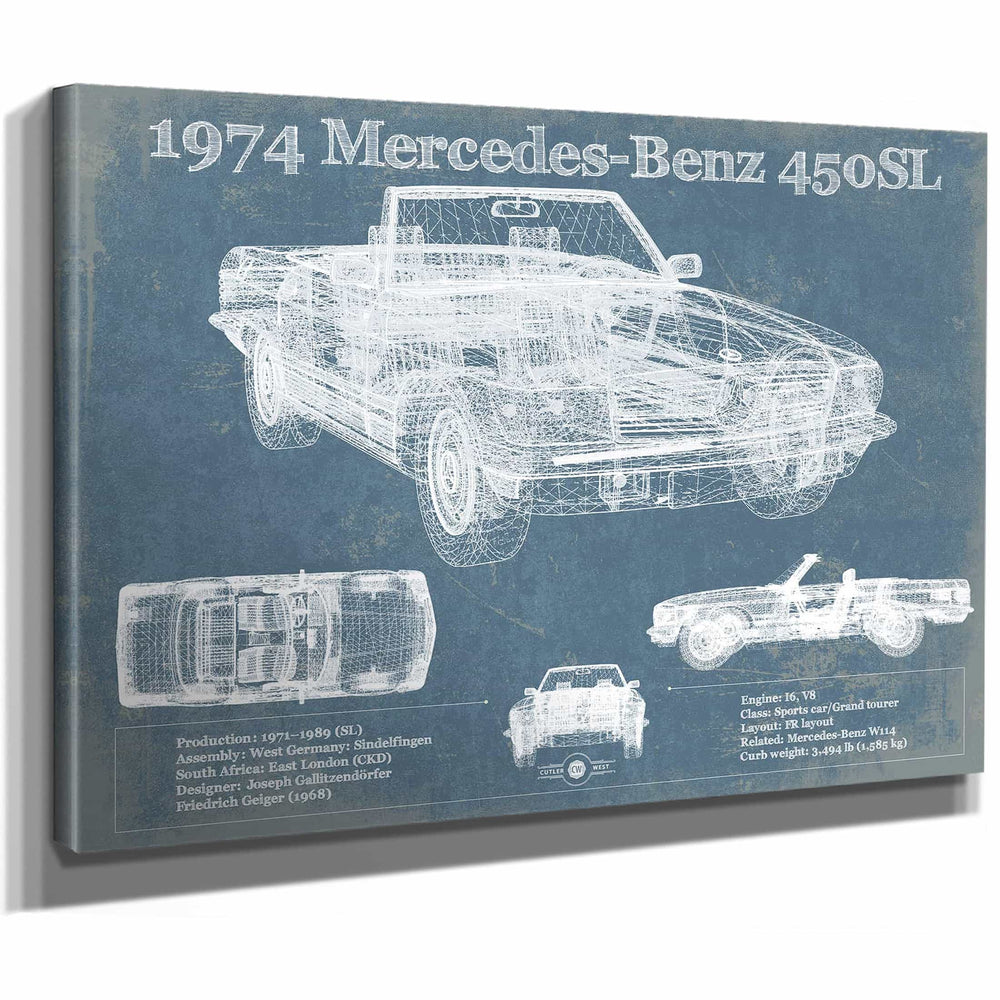 1974 Mercedes Benz 450SL Original Blueprint Art