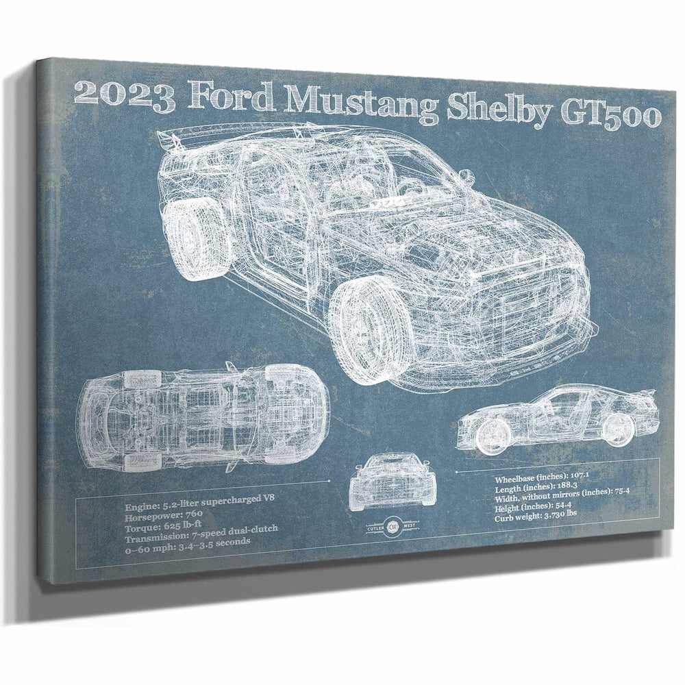 2023 Ford Mustang Shelby GT500 Blueprint Vintage Auto Print