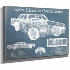1962 Lincoln Continental Sedan Vintage Blueprint Auto Print