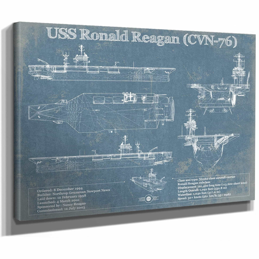 USS Ronald Reagan (CVN-76) Blueprint Original Military Wall Art - Customizable