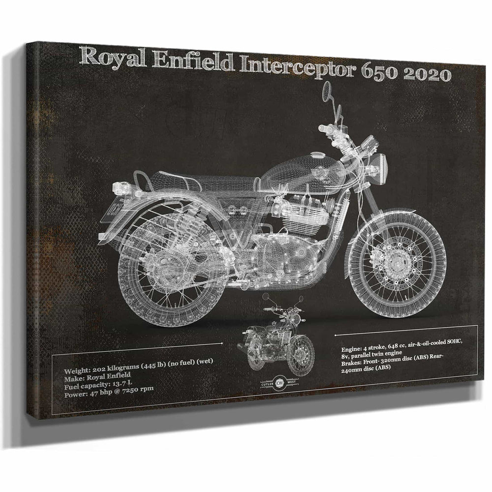 Royal Enfield Interceptor 650 2020 Blueprint Motorcycle Patent Print