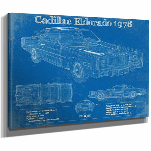 Cadillac Eldorado 1978 Vintage Blueprint Auto Print