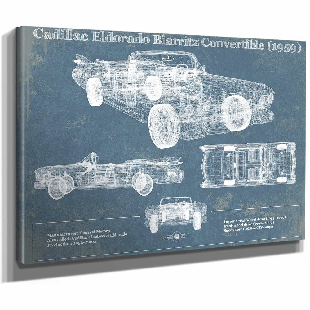 Cadillac Eldorado Biarritz Convertible (1959) Vintage Blueprint Auto Print