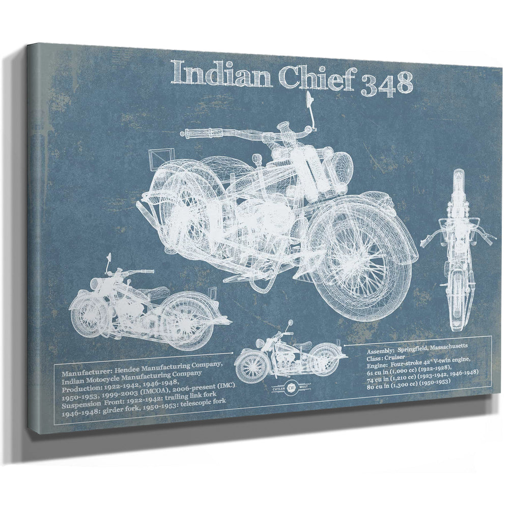 Indian Chief 348 Vintage Original Motorcycle Blueprint