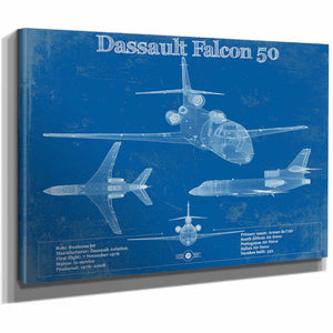 Dassault Falcon 50 Vintage Blueprint Airplane Print
