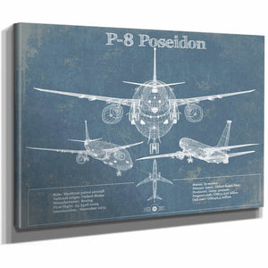 P-8A Poseidon Aircraft Blueprint Original Military Wall Art