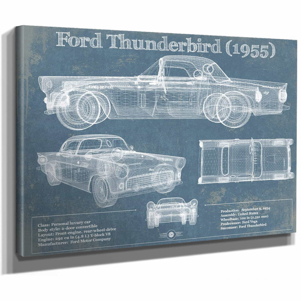Ford Thunderbird 1955 Original Blueprint Art