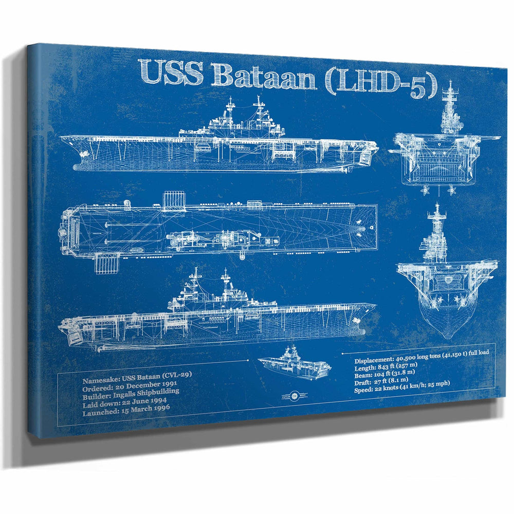 USS Bataan (LHD-5) Aircraft Carrier Blueprint Original Military Wall Art - Customizable