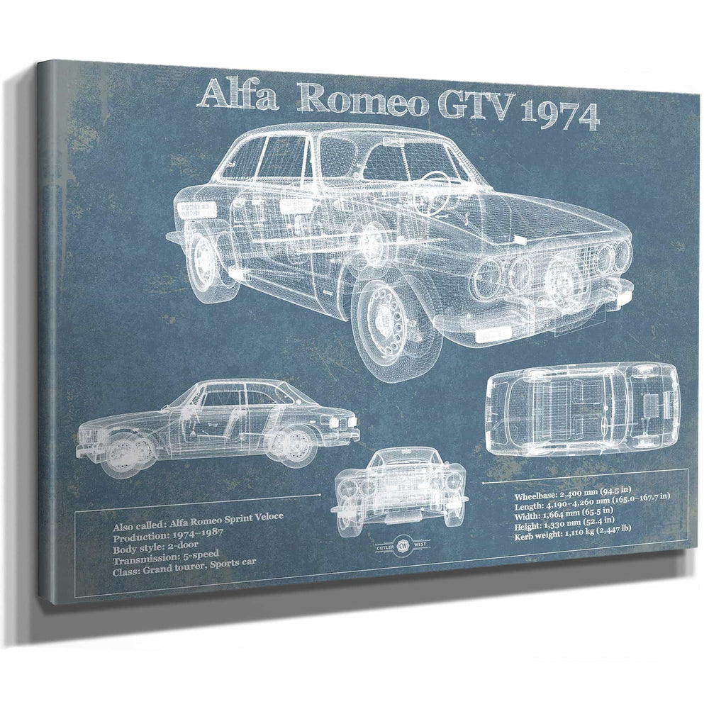 Alfa Romeo GTV 1974 Bel Air Sport Coupé Blueprint Vintage Auto Print