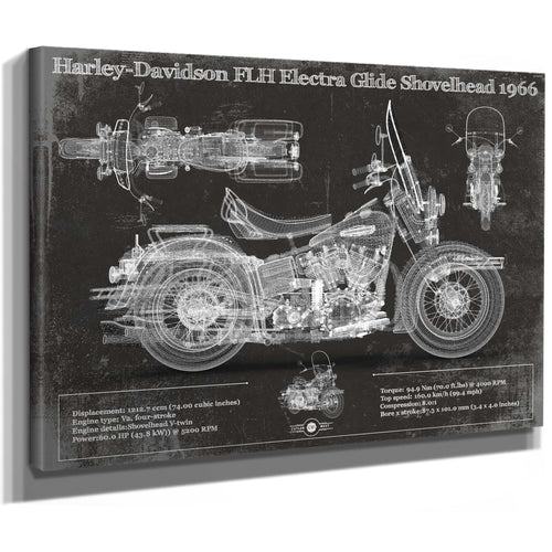 Harley-Davidson FLH Electra Glide Shovelhead 1966 Motorcycle Patent Print