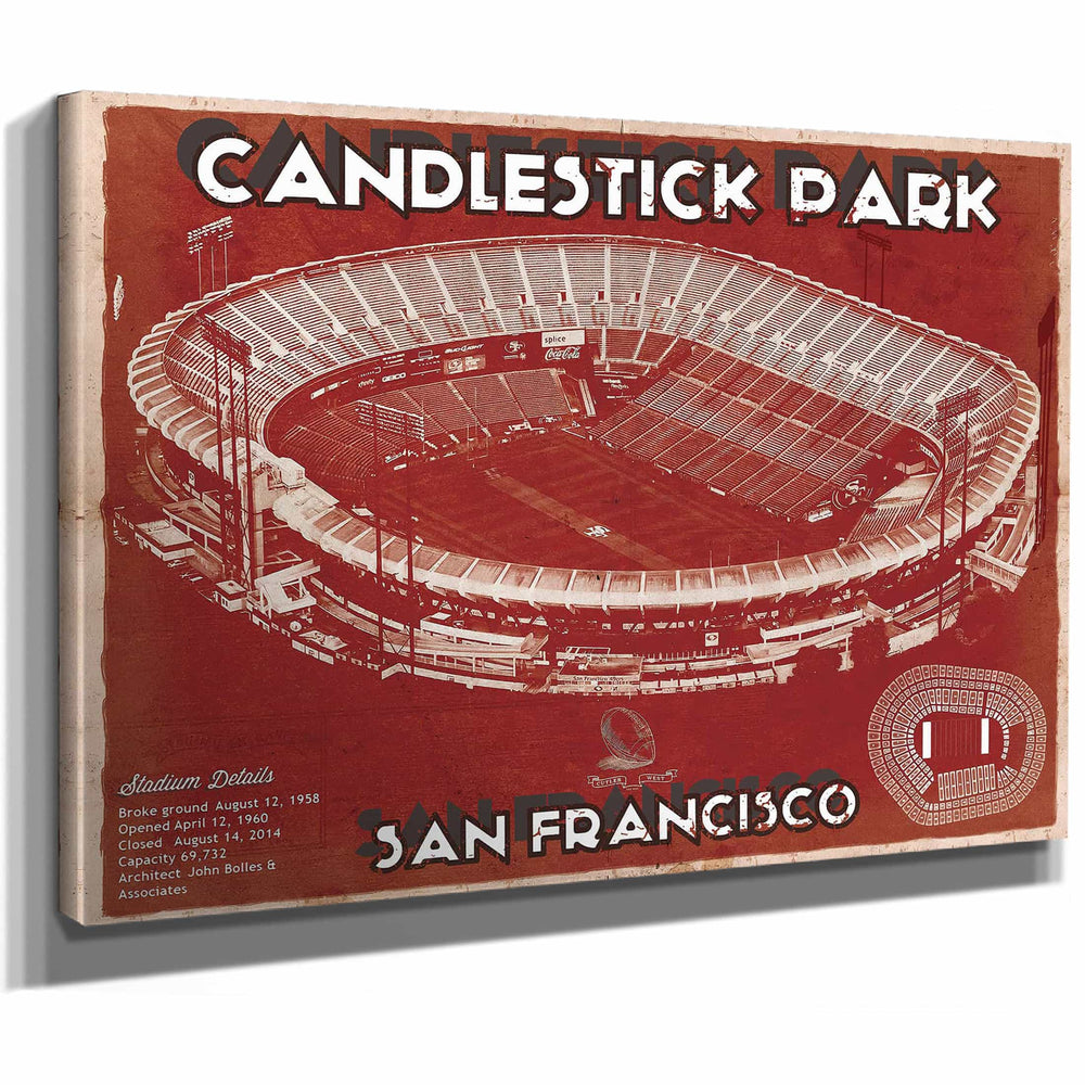 San Francisco 49ers - Vintage Candlestick Park Football Print