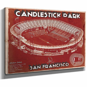 San Francisco 49ers - Vintage Candlestick Park Football Print