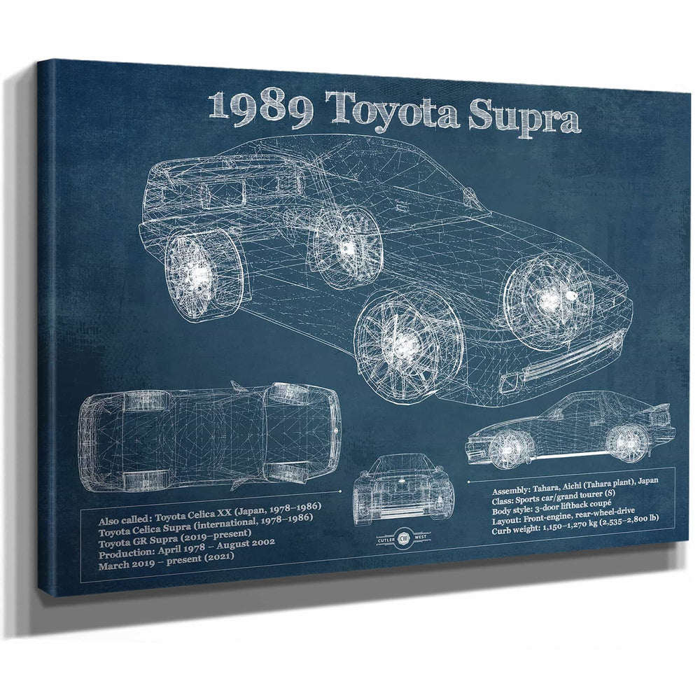 1989 Toyota Supra Vintage Blueprint Auto Print
